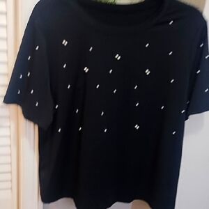 SHEIN Black Studded Short Sleeve Tee